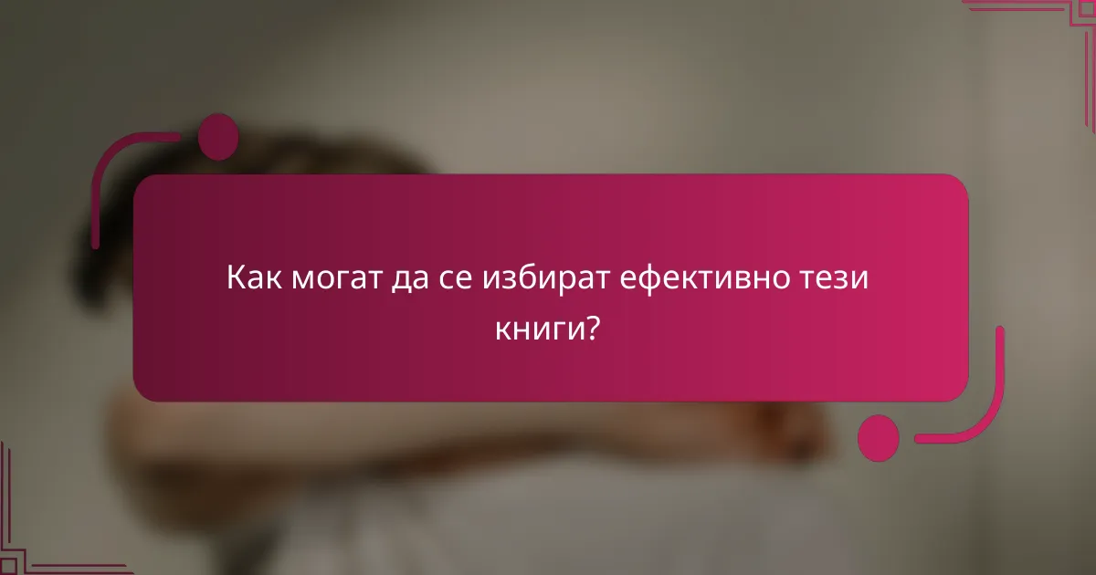 Как могат да се избират ефективно тези книги?