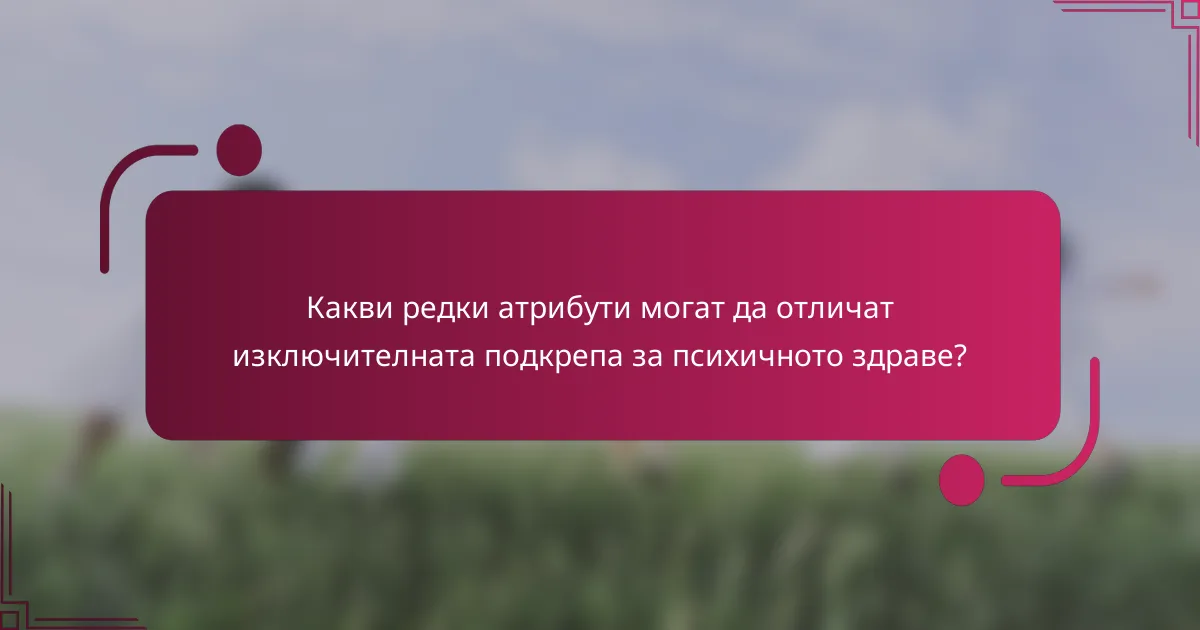 Какви редки атрибути могат да отличат изключителната подкрепа за психичното здраве?