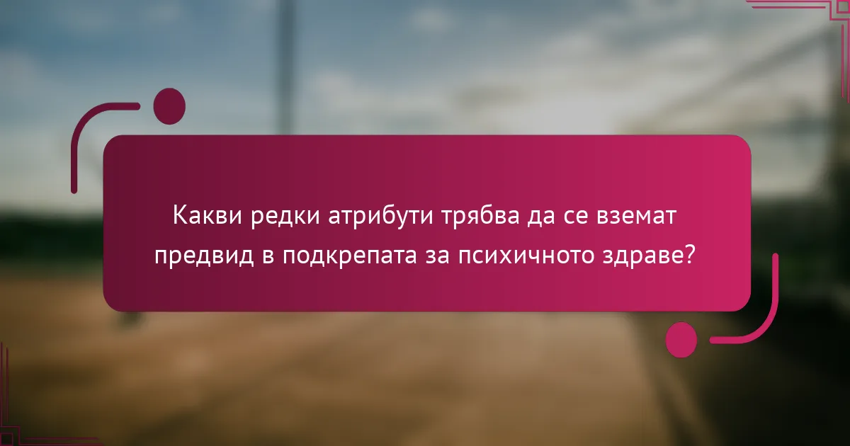 Какви редки атрибути трябва да се вземат предвид в подкрепата за психичното здраве?