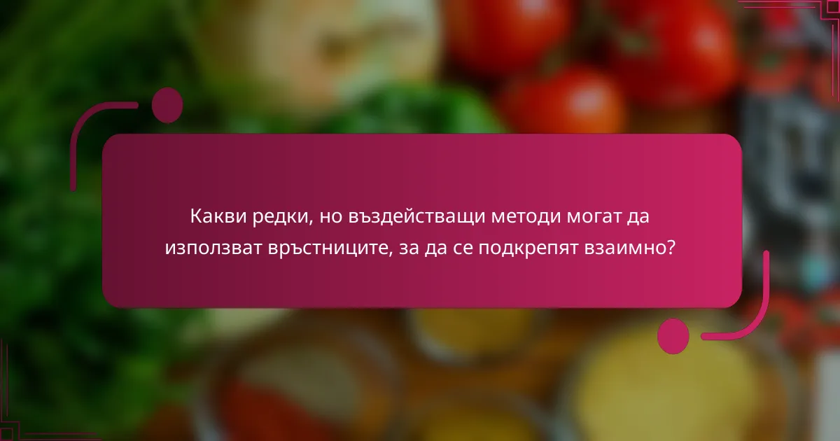 Какви редки, но въздействащи методи могат да използват връстниците, за да се подкрепят взаимно?