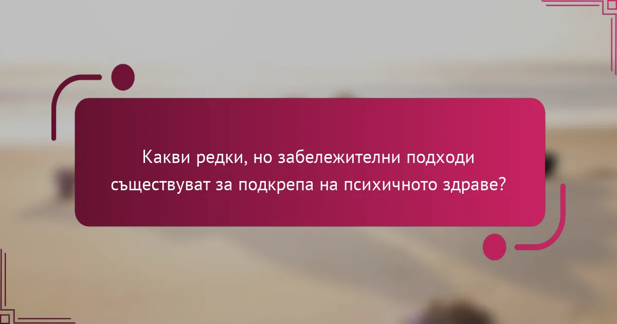 Какви редки, но забележителни подходи съществуват за подкрепа на психичното здраве?
