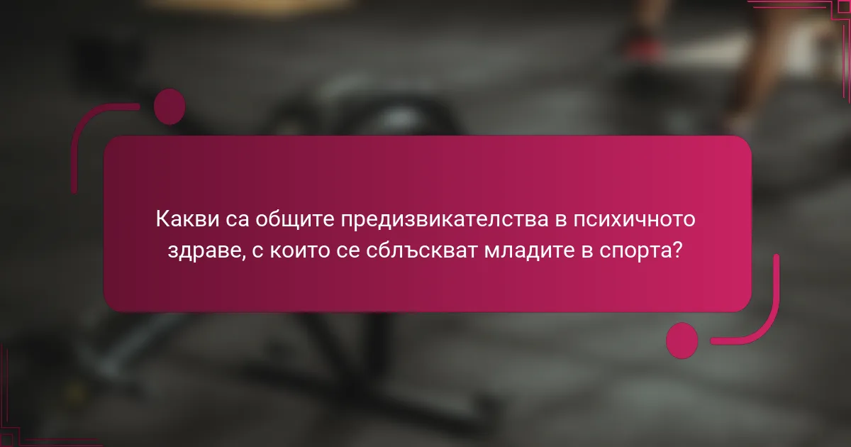 Какви са общите предизвикателства в психичното здраве, с които се сблъскват младите в спорта?