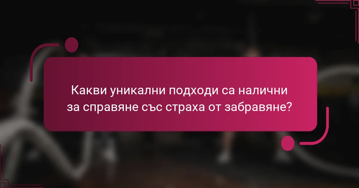 Какви уникални подходи са налични за справяне със страха от забравяне?